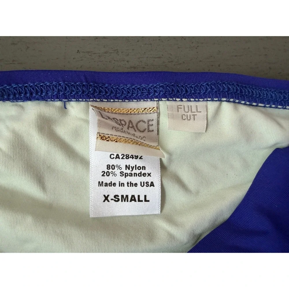 L*Space Royal Blue White Strappy Side Full Cut Bikini Bottom XS CA28492